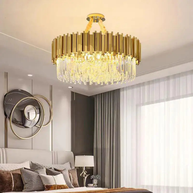 Axyaa Crystal LED Pendant Lights Gold Plating Metal Hanging Lamp