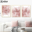 Axyaa Pink Blooming Flower Arabic Calligraphy Canvas Painting Allah Picture