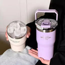 Axyaa 20oz Double Wall Insulated Thermos Cup with Straw, Portable Car Coffee Mug