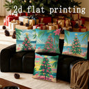 Axyaa Christmas Tree Beach Flamingos Pillow Cover - Rectangular Cushion