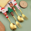 Axyaa Stainless Steel Christmas Fork and Spoon Set - 4 Pcs