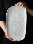 Axyaa Oval Rectangular Ceramic Bread Plate, Ideal for Grilled Fish and Lamb Chops