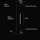 Axyaa Gold Tube Floor Lamp - Modern Minimalist Nordic LED Light