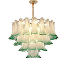 Axyaa Green Glass Lustre Pendant Lights with Metal Plate & Chain Hanging Lamp