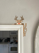 Christmas Elk Wooden Door Topper Decoration by Axyaa - Festive Holiday Home Accent