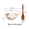 Axyaa Marble Pattern Ceramic Bowl with Handle, Set of 4