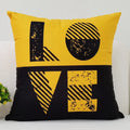 Axyaa Black Yellow Alphabet Letter Cushion Cover - Square Polyester Pillow Case