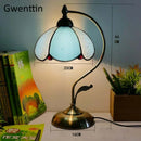 Axyaa Mediterranean Tiffany Stained Glass Table Lamp Vintage LED Desk Light