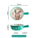 Axyaa Forest Animals Ceramic Baking Pan with Handle and Salad Bowl Set