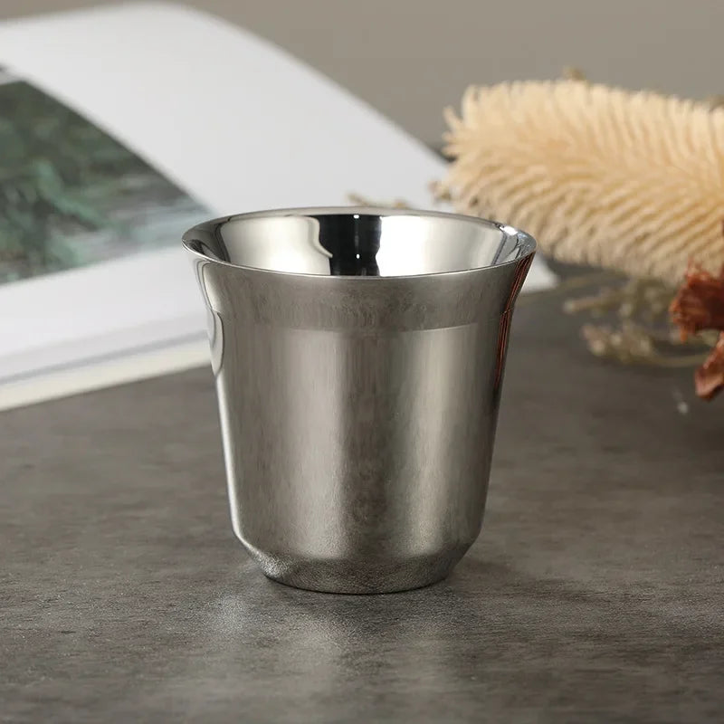 Axyaa 80ml Stainless Steel Double Wall Coffee Cup Set - Portable High Quality Insulated Drinkware
