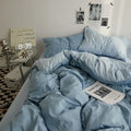 Axyaa Double Washed Cotton Bedding 4pc Set - High Quality Solid Color Premium Bed Linen