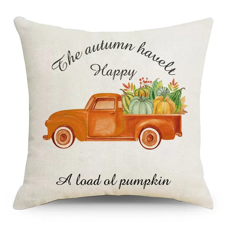 Axyaa Autumn Pumpkin Cushion Cover 18x18 Inches - Modern Thanksgiving Decor Pillowcase