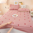 Axyaa Embroidered Padded Fitted Sheet, Washed Cotton, Single Piece, Non-Slip, All-Inclusive