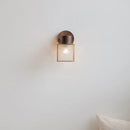 Axyaa Clear Glass LED Wall Light Fixture Walnut Wood Bedside Lamp Nordically Modern