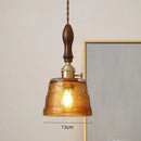 Axyaa Glass Chandelier Brass Walnut Amber Flower Glass Home Decor