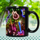 Axyaa Black Ceramic Guitar Coffee Mug, Perfect Gift for Friends