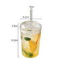 Axyaa Glass Cup with Lid and Straw: Transparent Tea Coffee Juice Beer Milk Mocha Drinkware