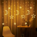 Axyaa LED Star Moon Curtain Lights - Warm White Outdoor Fairy String
