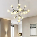 Axyaa Resin Glass LED Chandelier for Modern Living Room Bedroom Decor