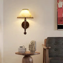 Nordic Bedroom Wall Lamp by Axyaa: Solid Wood, Fabric Shade, Retro Design