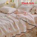 Axyaa Kapok Double-Layer Ruffle Leaf Edge Summer Quilt Set - 4 Piece