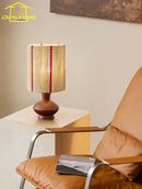 Axyaa Wooden Hemp Rope Table Lamp LED E27 Bedside Study Home Decor