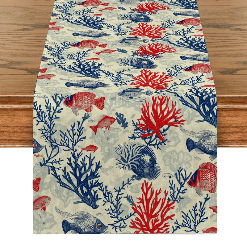 Axyaa Coral Table Runner for Rustic Dining Decor - Wedding Party Home Coffee Hotel