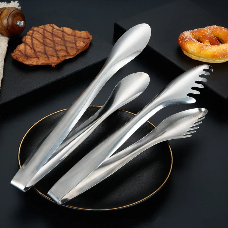 Axyaa Stainless Steel Food Tongs: Buffet BBQ Serving Clip for Home Kitchen
