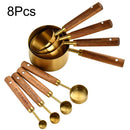 Axyaa Stainless Steel Measuring Cup Spoon Set with Wooden Handle - Kitchen Cooking Gadget