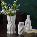 Axyaa Geometric Circle Ceramic Vase - White Streak Design - Handcrafted Floral Accessories