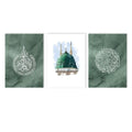 Green Taj Mahal Mosque Arabic Calligraphy Canvas Wall Art Print for Living Room by Axyaa