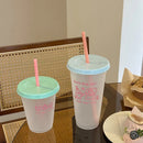 Axyaa Cartoon Coffee Cups Straw Bottles Large Capacity Portable Milk Tea Cup