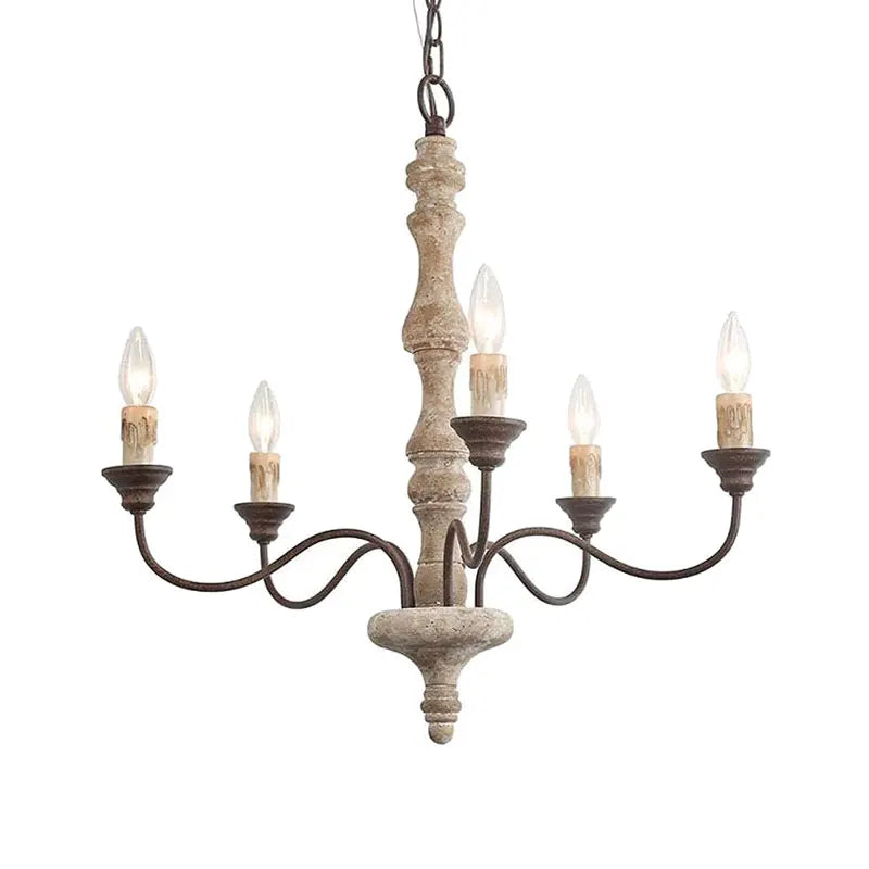 Retro French Wood Chandelier | Axyaa Nordic Pendant Lamp for Home, Kitchen, Living Room