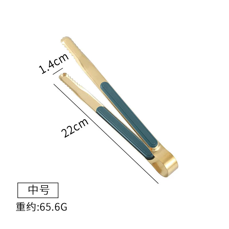 Axyaa Stainless Steel Non-Slip Food Tong Korean Style BBQ Bread Ice Clip