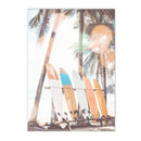 Coconut Tree Beach Surf Wall Art Canvas Print by Axyaa
