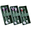 Axyaa Gold Stainless Steel Christmas Cutlery Set with Metal Elk Hat Tree Design