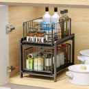 Axyaa 2 Tier Sliding Basket Organizer for Bathroom or Kitchen Storage