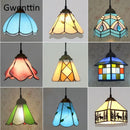 Axyaa Stained Glass Pendant Lights for Mediterranean Loft Decor