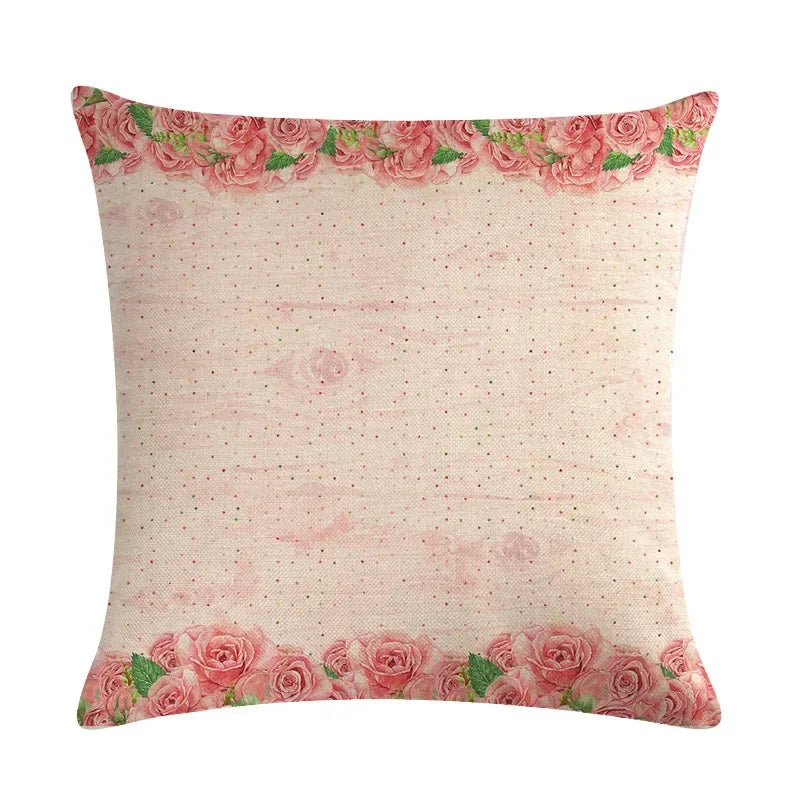 Axyaa Vintage Plant-flower Linen Cushion Cover 45*45cm