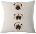 Square Linen Pug French Bulldog Pillow Cover by Axyaa