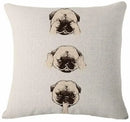 Square Linen Pug French Bulldog Pillow Cover by Axyaa