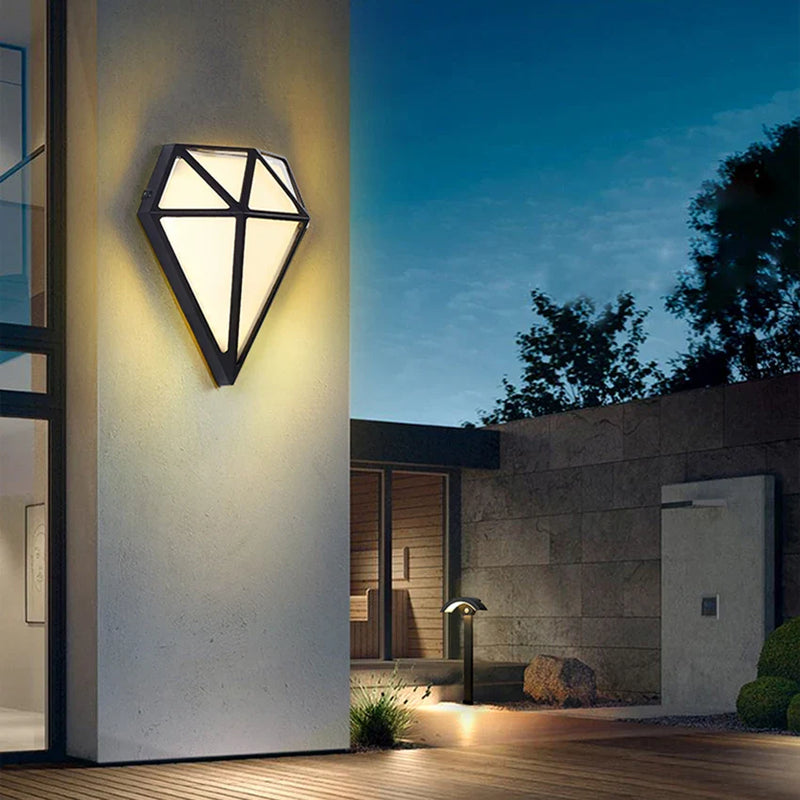 Axyaa Modern Diamond-Shaped Waterproof Wall Sconce for Porch, Terrace, and Garden Decor