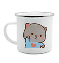 Axyaa Cat Enamel Coffee Mug - Unique Funny Tea Cup for Travel and Home