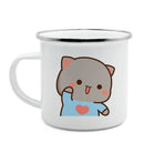 Axyaa Cat Enamel Coffee Mug - Unique Funny Tea Cup for Travel and Home