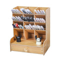 Axyaa Wooden Desk Organizer - Large Capacity Student Stationery & Cosmetic Storage Box