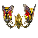 Axyaa Tiffany Stained Glass Butterfly Wall Lamp Sconce with LED Fixture