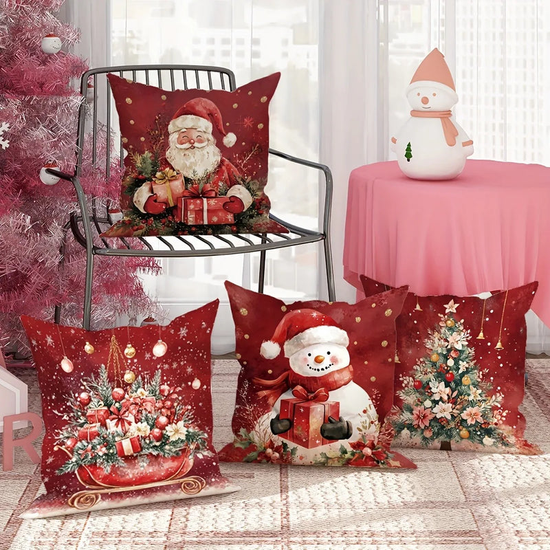 Christmas Pillowcase Set by Axyaa - Festive Sofa Cushion Covers for Home Decor