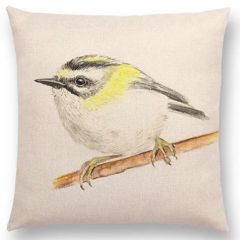 Birds Painting Cushion Cover - Axyaa Collection: Robin, Titmouse, Toucan, Sparrow, Firecrest, Cardinal, Bullfinch