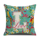 Tropical Birds Linen Pillowcase Set for Decorative Throw Cushions by Axyaa