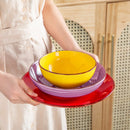 Axyaa Handpainted Spirals Ceramic Dinnerware Set - 12/24/48PCS